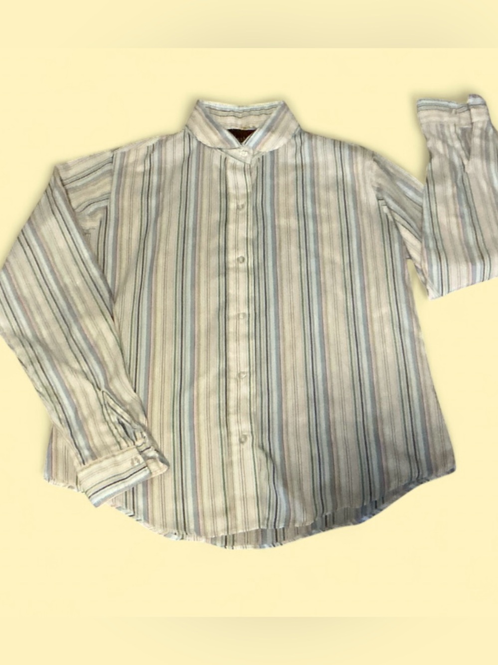 True Vintage 60’s 70’s Multi Striped Button Down Shirt, Women’s Small